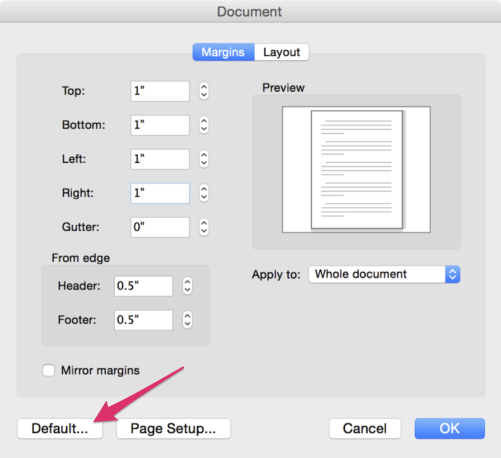 word for mac fix default template indent